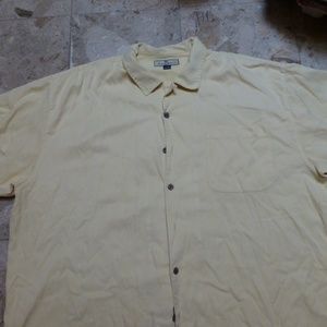 tommy bahama yellow silk cotton summer shirt xxl